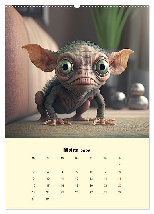 Produktbild: Monsteralarm. Die Invasion der kleinen Qu&auml;lgeister (hochwertiger Premium Wandkalender 2026 DIN A2 hoch), Kunstdruck in Hochglanz