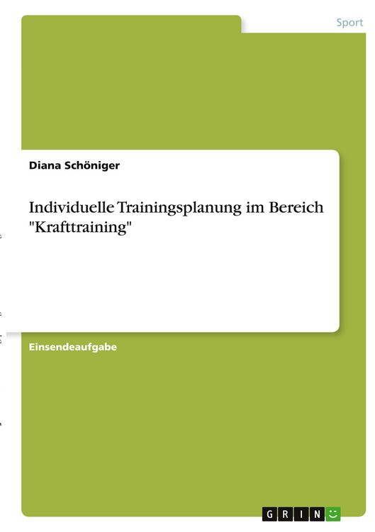 Produktbild: Individuelle Trainingsplanung im Bereich "Krafttraining"