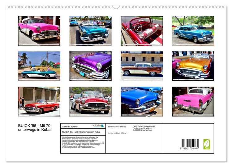 Produktbild: BUICK '55 - Mit 70 unterwegs in Kuba (hochwertiger Premium Wandkalender 2026 DIN A2 quer), Kunstdruck in Hochglanz
