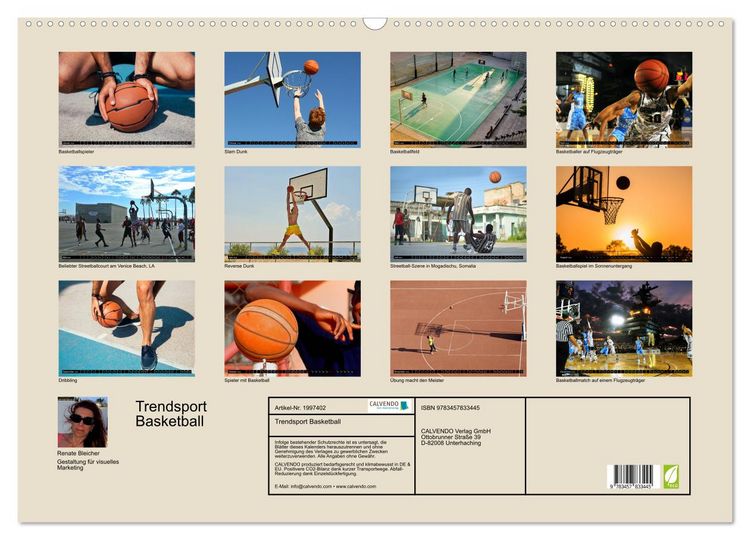 Produktbild: Trendsport Basketball (Wandkalender 2026 DIN A2 quer), CALVENDO Monatskalender