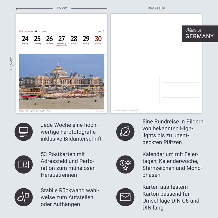 Produktbild: Nordseek&uuml;ste Sehnsuchtskalender 2027 - Wochenkalender mit 53 Postkarten
