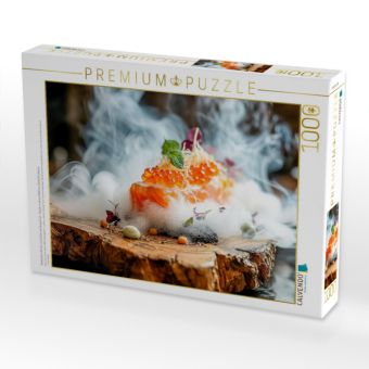 Produktbild: CALVENDO Puzzle Molekulare K&uuml;che, Lachsfilet mit Grapefruit - Kaviar in einem Bett aus Salzluftschaum | 1000 Teile Lege-Gr&ouml;&szlig;e 64x48cm Foto-Puzzle f&uuml;r