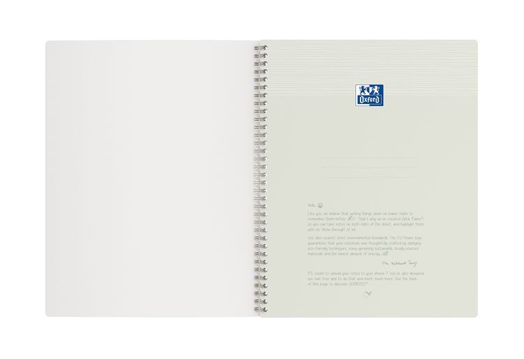 Produktbild: Oxford Spiralbuch Origins A4, 5mm kariert, 70 Blatt, Optik Paper, SCRIBZEE&reg; kompatibel, blau