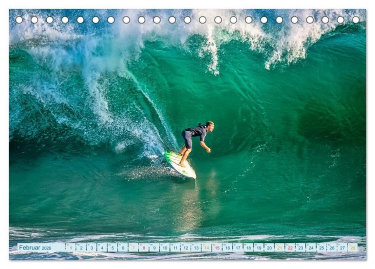 Produktbild: Surfen - Wasser, Wind und coole Typen (Tischkalender 2026 DIN A5 quer), CALVENDO Monatskalender