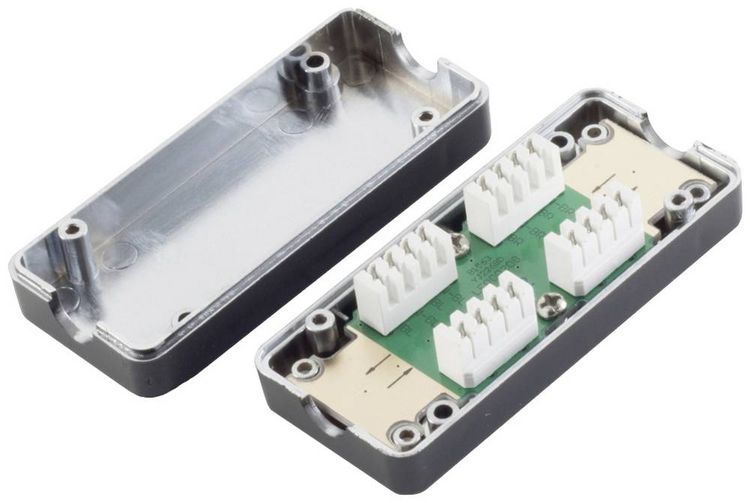 Produktbild: BKL Electronic 10121222 Cat. 6A LSA-Anschlussbox, Verbinder Schwarz Inhalt: 1St.