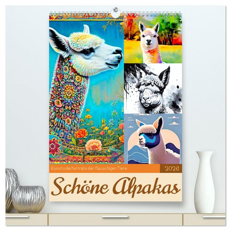 Produktbild: Sch&ouml;ne Alpakas (hochwertiger Premium Wandkalender 2026 DIN A2 hoch), Kunstdruck in Hochglanz