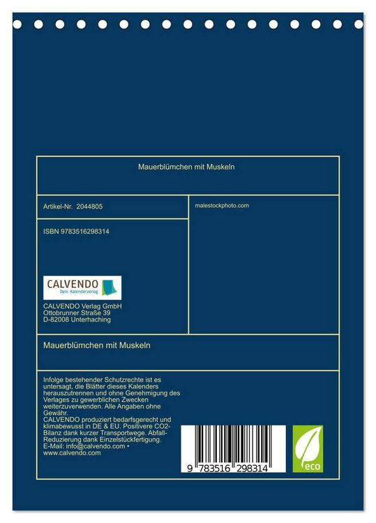 Produktbild: Mauerbl&uuml;mchen mit Muskeln (Tischkalender 2026 DIN A5 hoch), CALVENDO Monatskalender