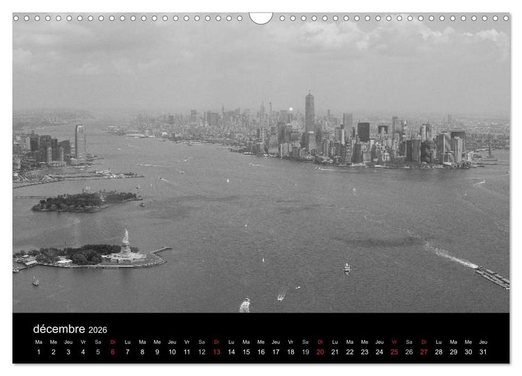 Produktbild: New York en noir et blanc (Calendrier mural 2026 DIN A3 vertical), CALVENDO calendrier mensuel