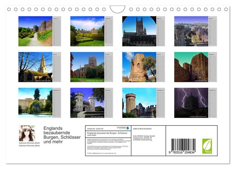 Produktbild: Englands bezaubernde Burgen, Schl&ouml;sser und mehr (Wandkalender 2026 DIN A4 quer), CALVENDO Monatskalender