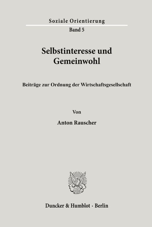Produktbild: Selbstinteresse und Gemeinwohl.