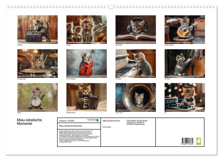 Produktbild: Miau-sikalische Momente (Wandkalender 2026 DIN A2 quer), CALVENDO Monatskalender