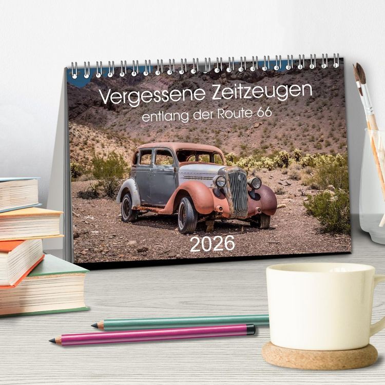 Produktbild: Vergessene Zeitzeugen entlang der Route 66 (Tischkalender 2026 DIN A5 quer), CALVENDO Monatskalender