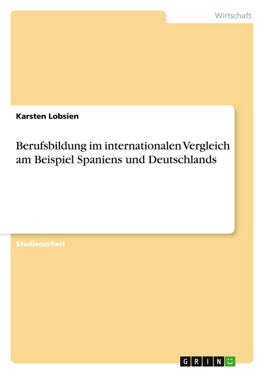 Produktbild: Berufsbildung im internationalen Vergleich am Beispiel Spaniens und Deutschlands