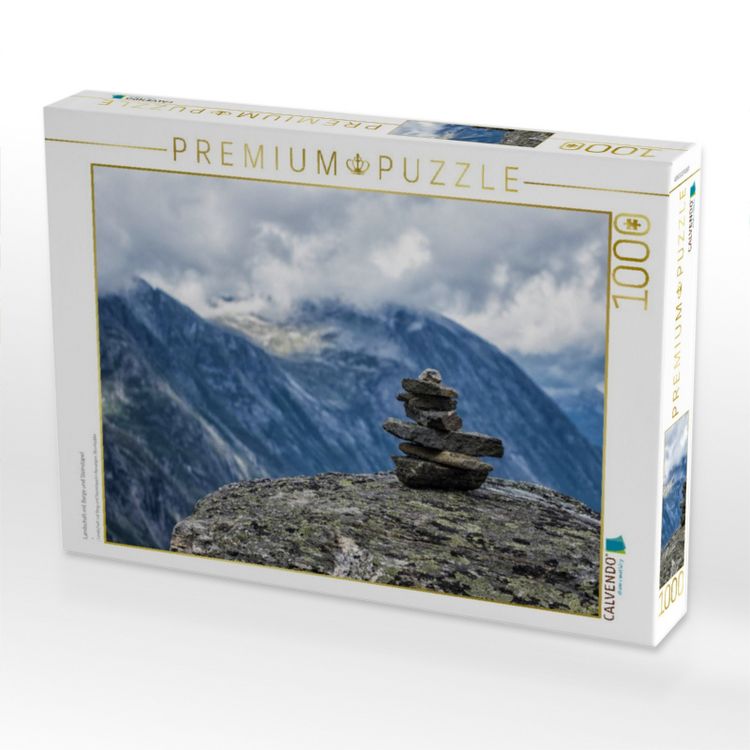 Produktbild: CALVENDO Puzzle Landschaft mit Berge und Steinstapel | 1000 Teile Lege-Gr&ouml;&szlig;e 64x48cm Foto-Puzzle f&uuml;r gl&uuml;ckliche Stunden
