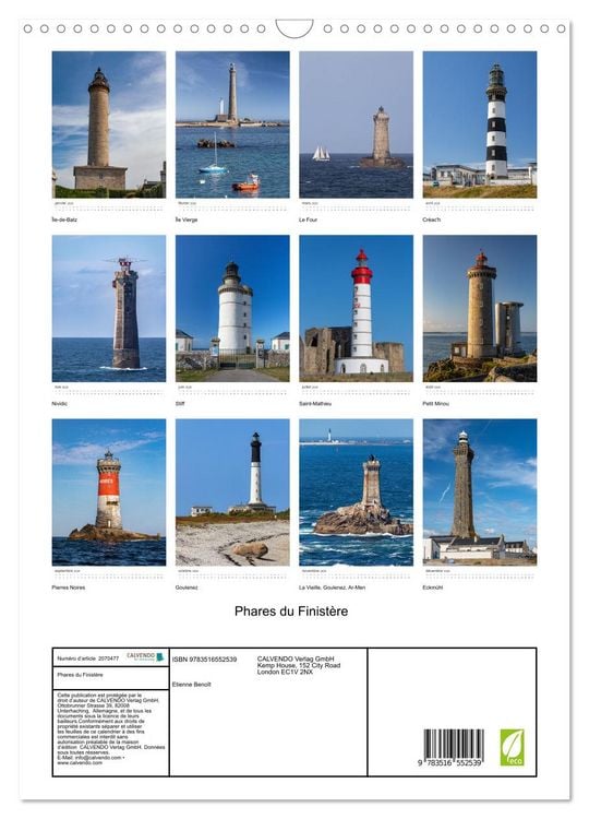 Produktbild: Phares du Finist&egrave;re (Calendrier mural 2026 DIN A3 horizontal), CALVENDO calendrier mensuel
