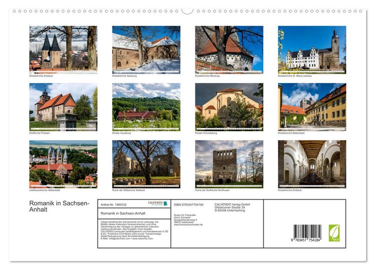 Produktbild: Romanik in Sachsen-Anhalt (hochwertiger Premium Wandkalender 2026 DIN A2 quer), Kunstdruck in Hochglanz