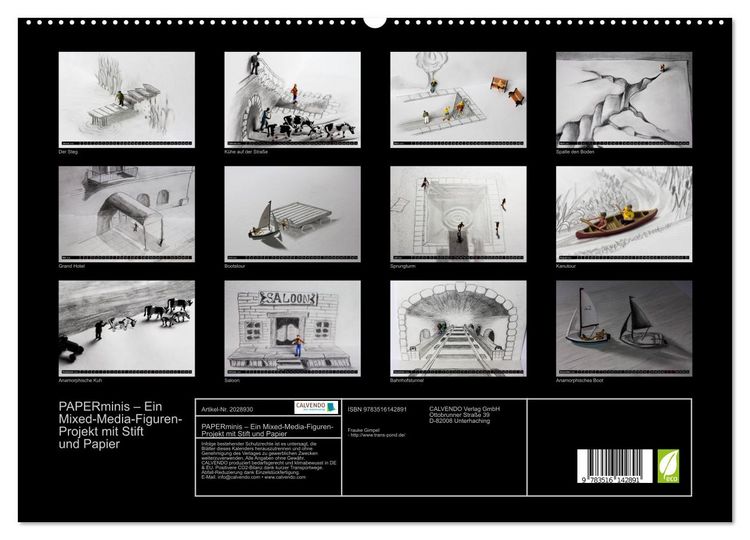 Produktbild: PAPERminis &ndash; Ein Mixed-Media-Figuren-Projekt mit Stift und Papier (hochwertiger Premium Wandkalender 2026 DIN A2 quer), Kunstdruck in Hochglanz