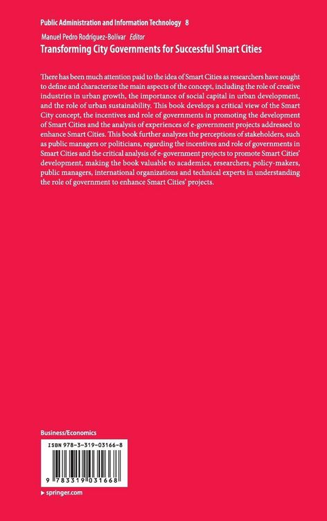 Produktbild: Transforming City Governments for Successful Smart Cities