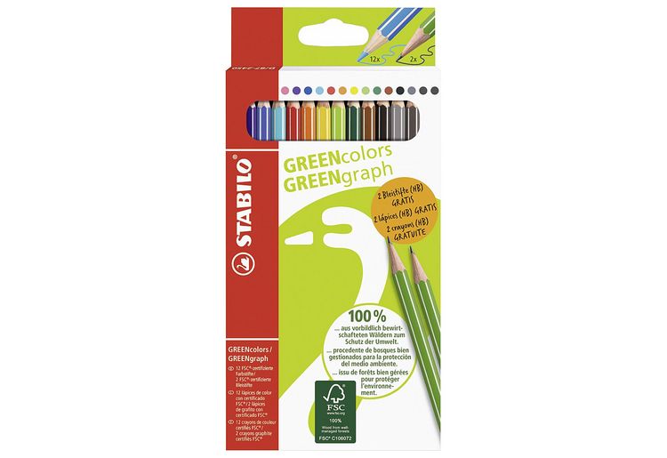 Produktbild: STABILO Buntstifte GREENcolors 12+2 Promo 14 St&uuml;ck Kartonetui