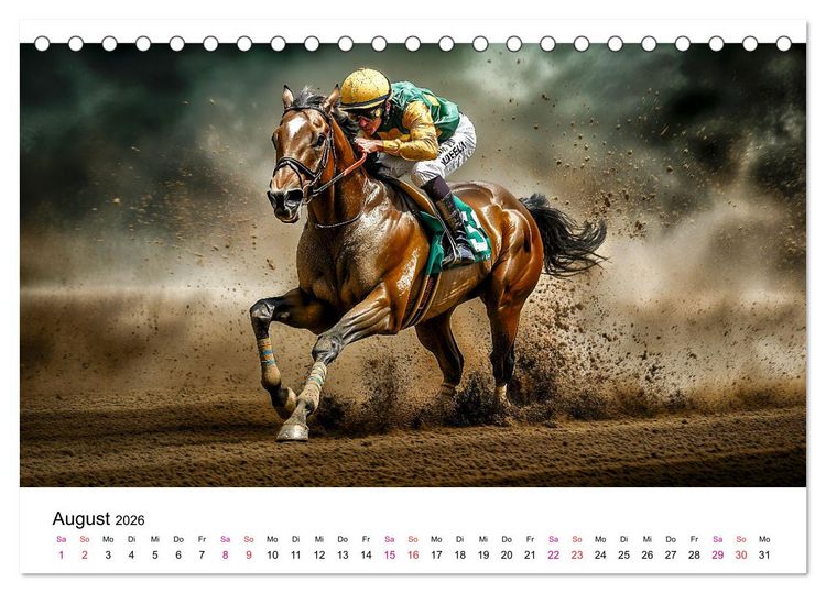 Produktbild: Pferderennen (Tischkalender 2026 DIN A5 quer), CALVENDO Monatskalender