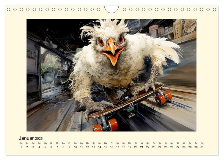 Produktbild: Verr&uuml;ckte H&uuml;hner (Wandkalender 2026 DIN A4 quer), CALVENDO Monatskalender