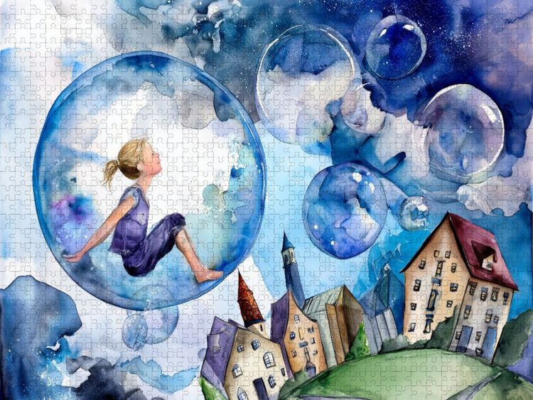 Produktbild: CALVENDO Puzzle In einer Seifenblase die Welt erkunden | 1000 Teile Lege-Gr&ouml;&szlig;e 64x48cm Foto-Puzzle f&uuml;r gl&uuml;ckliche Stunden