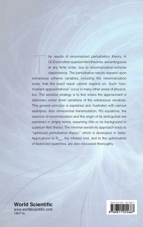 Produktbild: Renormal Perturbat Theory & Optimiz Principle Minimal Sensit