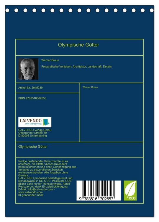 Produktbild: Olympische G&ouml;tter (Tischkalender 2026 DIN A5 hoch), CALVENDO Monatskalender