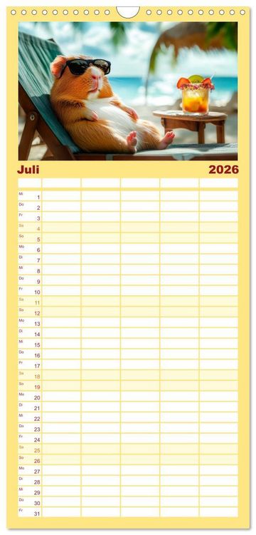 Produktbild: Familienplaner 2026 - Meerschweinchen - Hauptsache Urlaub mit 5 Spalten (Wandkalender, 21 x 45 cm) CALVENDO