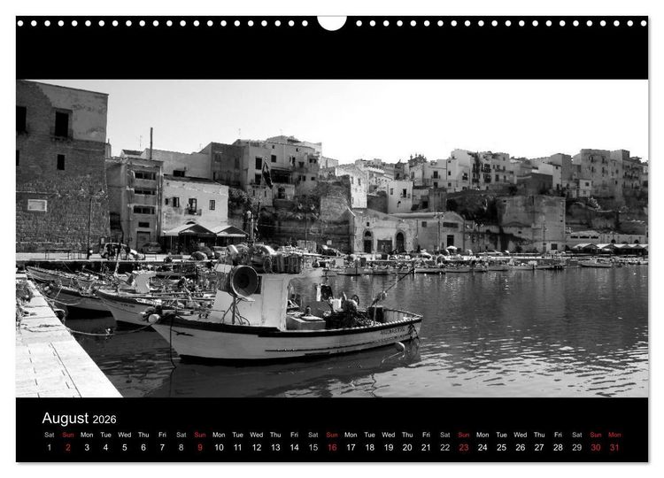 Produktbild: Black and White Sicily (Wall Calendar 2026 DIN A3 landscape), CALVENDO 12 Month Wall Calendar