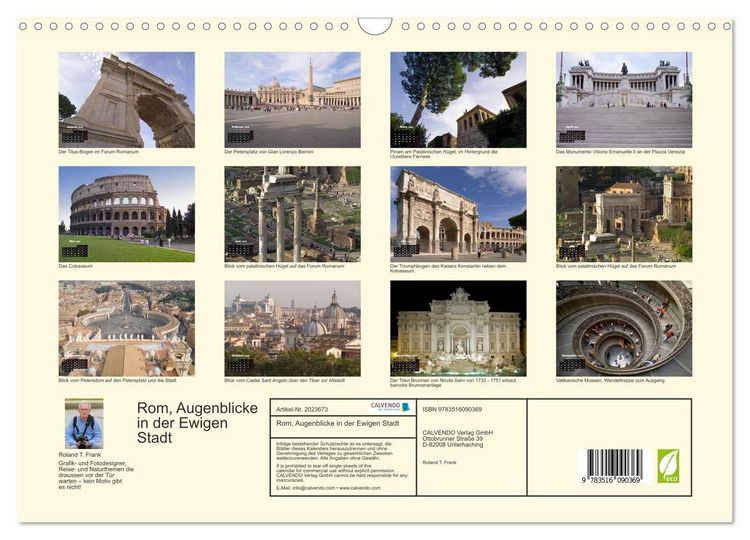 Produktbild: Rom, Augenblicke in der Ewigen Stadt (Wandkalender 2026 DIN A3 quer), CALVENDO Monatskalender