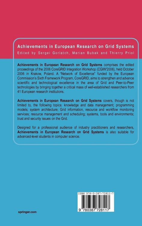 Produktbild: Achievements in European Research on Grid Systems