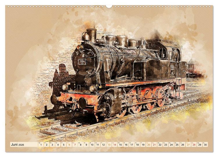 Produktbild: Dampflokomotiven - wundersch&ouml;ne Giganten auf Schienen (Wandkalender 2026 DIN A2 quer), CALVENDO Monatskalender