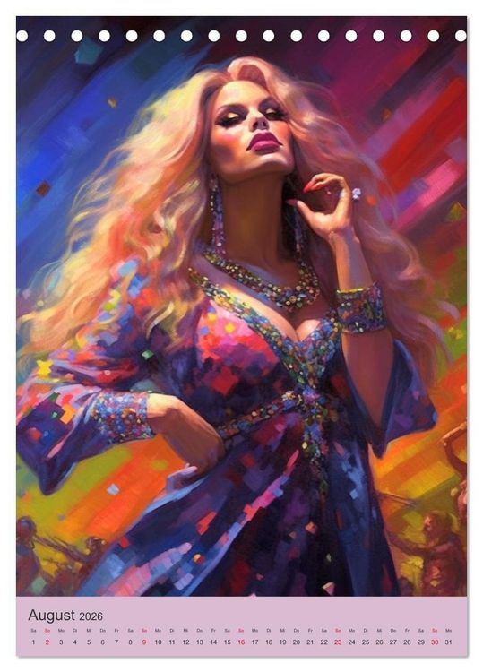 Produktbild: Dragqueens. Drag- und Travestie Kunst. Illustrationen (Tischkalender 2026 DIN A5 hoch), CALVENDO Monatskalender