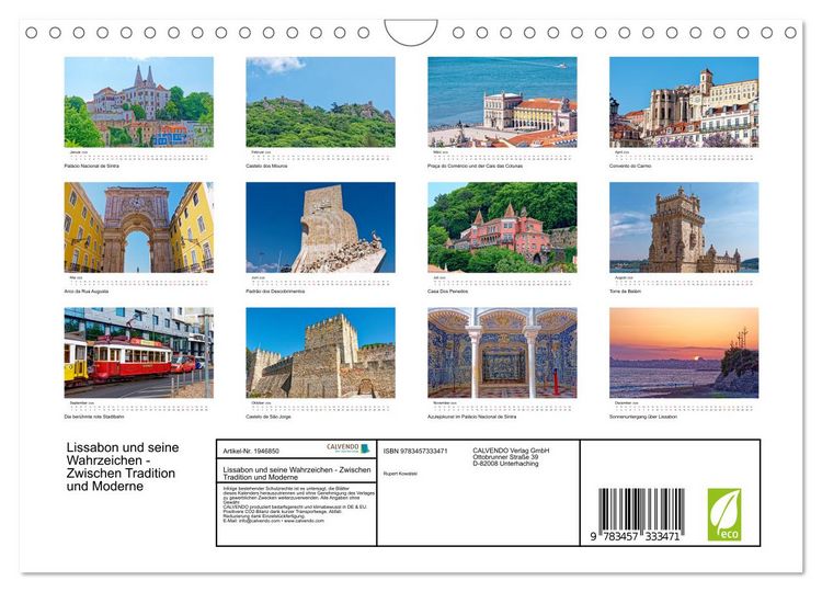 Produktbild: Lissabon und seine Wahrzeichen - Zwischen Tradition und Moderne (Wandkalender 2026 DIN A4 quer), CALVENDO Monatskalender