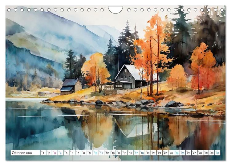Produktbild: Aquarelltr&auml;ume am See (Wandkalender 2026 DIN A4 quer), CALVENDO Monatskalender