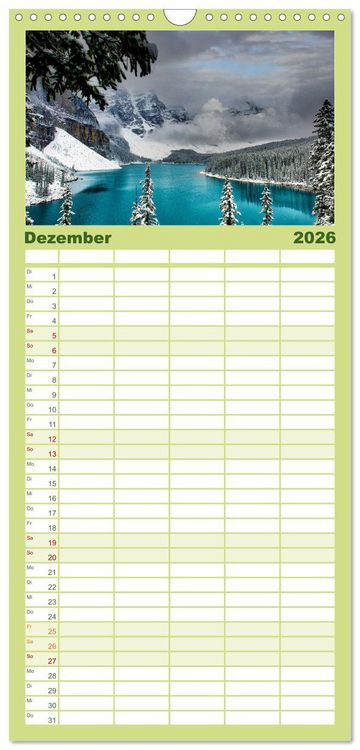 Produktbild: Familienplaner 2026 - Moraine Lake, Alberta/ Kanada mit 5 Spalten (Wandkalender, 21 x 45 cm) CALVENDO