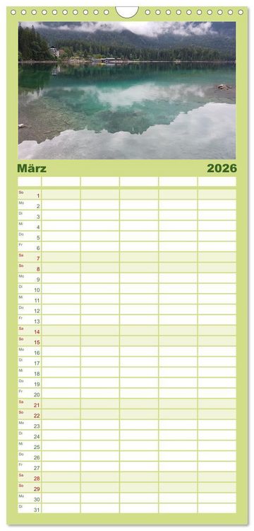 Produktbild: Familienplaner 2026 - Das Zugspitzegebiet mit 5 Spalten (Wandkalender, 21 x 45 cm) CALVENDO