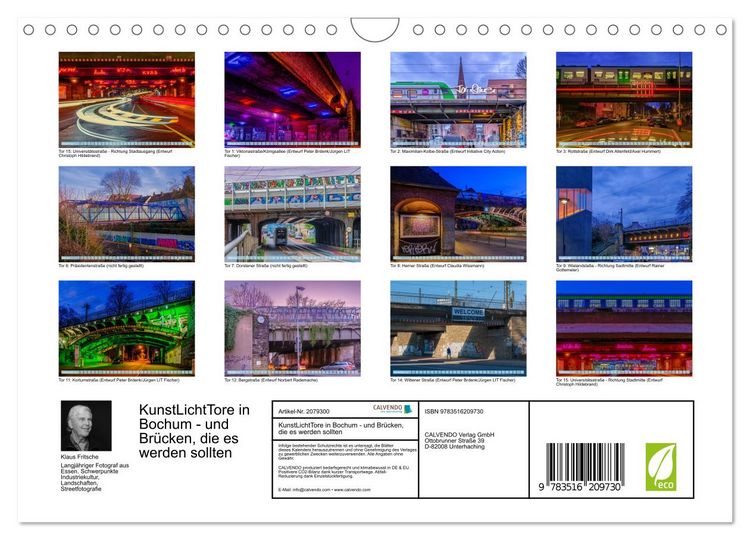 Produktbild: KunstLichtTore in Bochum - und Br&uuml;cken, die es werden sollten (Wandkalender 2026 DIN A4 quer), CALVENDO Monatskalender