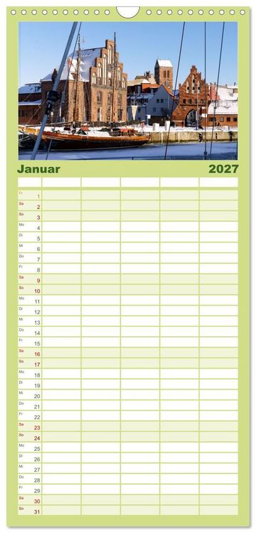 Produktbild: Familienplaner 2027 - Unser sch&ouml;nes Wismar mit 5 Spalten (Wandkalender, 21 x 45 cm) CALVENDO