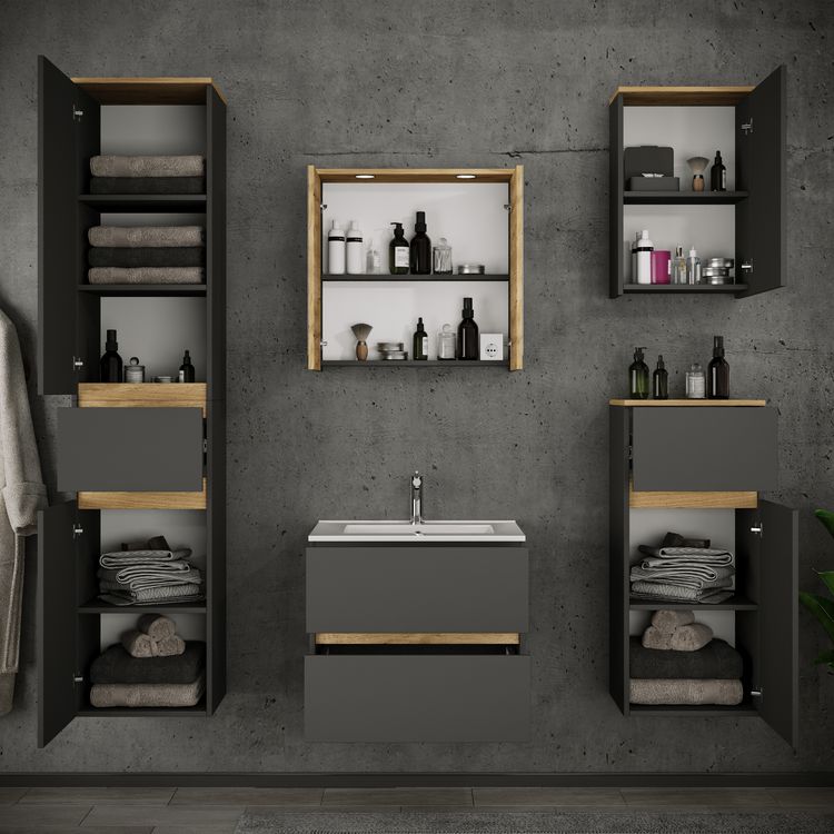 Produktbild: 6 tlg. Badm&ouml;bel-Set mit Waschbecken Cosila-I 61 cm