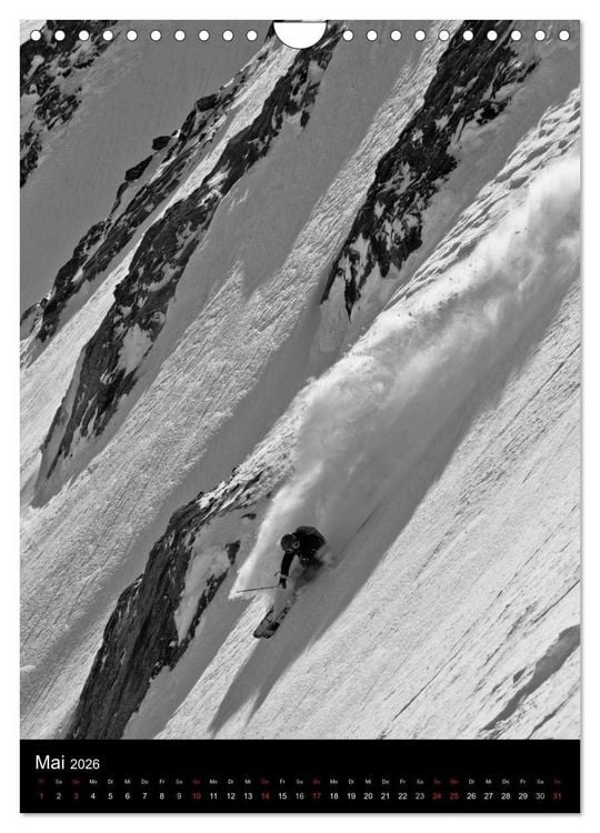 Produktbild: Monochrome Ski (Wandkalender 2026 DIN A4 hoch), CALVENDO Monatskalender