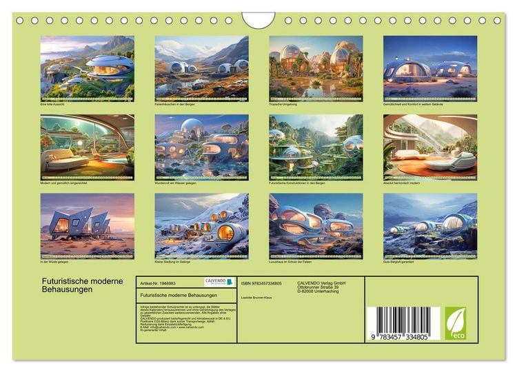 Produktbild: Futuristische moderne Behausungen (Wandkalender 2026 DIN A4 quer), CALVENDO Monatskalender