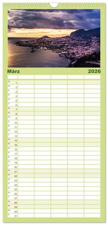 Produktbild: Familienplaner 2026 - Madeira - Eine Perle im Atlantischen Ozean mit 5 Spalten (Wandkalender, 21 x 45 cm) CALVENDO
