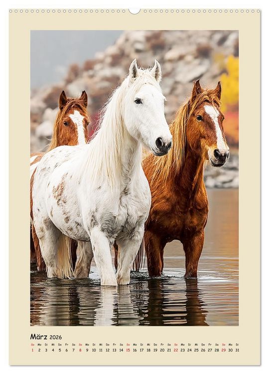 Produktbild: Amerikanische Mustangs. Symbole f&uuml;r Freiheit und Pioniergeis (Wandkalender 2026 DIN A2 hoch), CALVENDO Monatskalender
