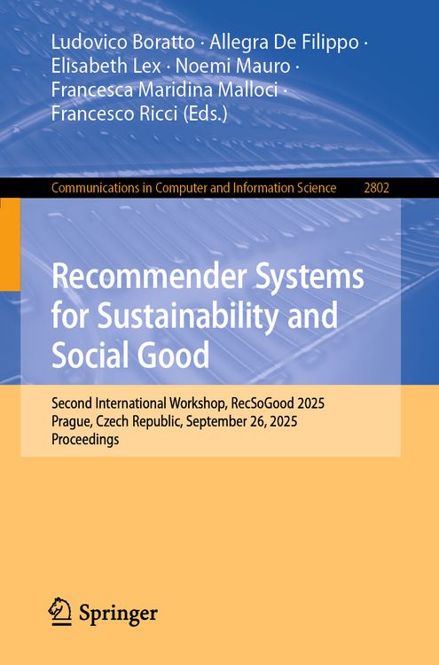 Produktbild: Recommender Systems for Sustainability and Social Good