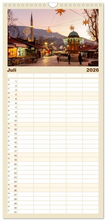Produktbild: Familienplaner 2026 - Sarajevo - Vielf&auml;ltige Hauptstadt von Bosnien und Herzegowina mit 5 Spalten (Wandkalender, 21 x 45 cm) CALVENDO