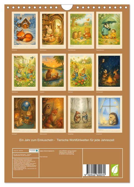 Produktbild: Ein Jahr zum Einkuscheln - Tierische Wohlf&uuml;hlwelten f&uuml;r jede Jahreszeit (Wandkalender 2026 DIN A4 hoch), CALVENDO Monatskalender