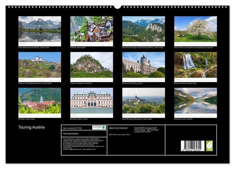 Produktbild: Touring Austria (High Quality Premium Wall Calendar 2026 DIN A2 landscape),CALVENDO 12 Month Wall Calendar