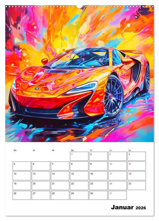 Produktbild: Sportauto Paintings (Wandkalender 2026 DIN A2 hoch), CALVENDO Monatskalender